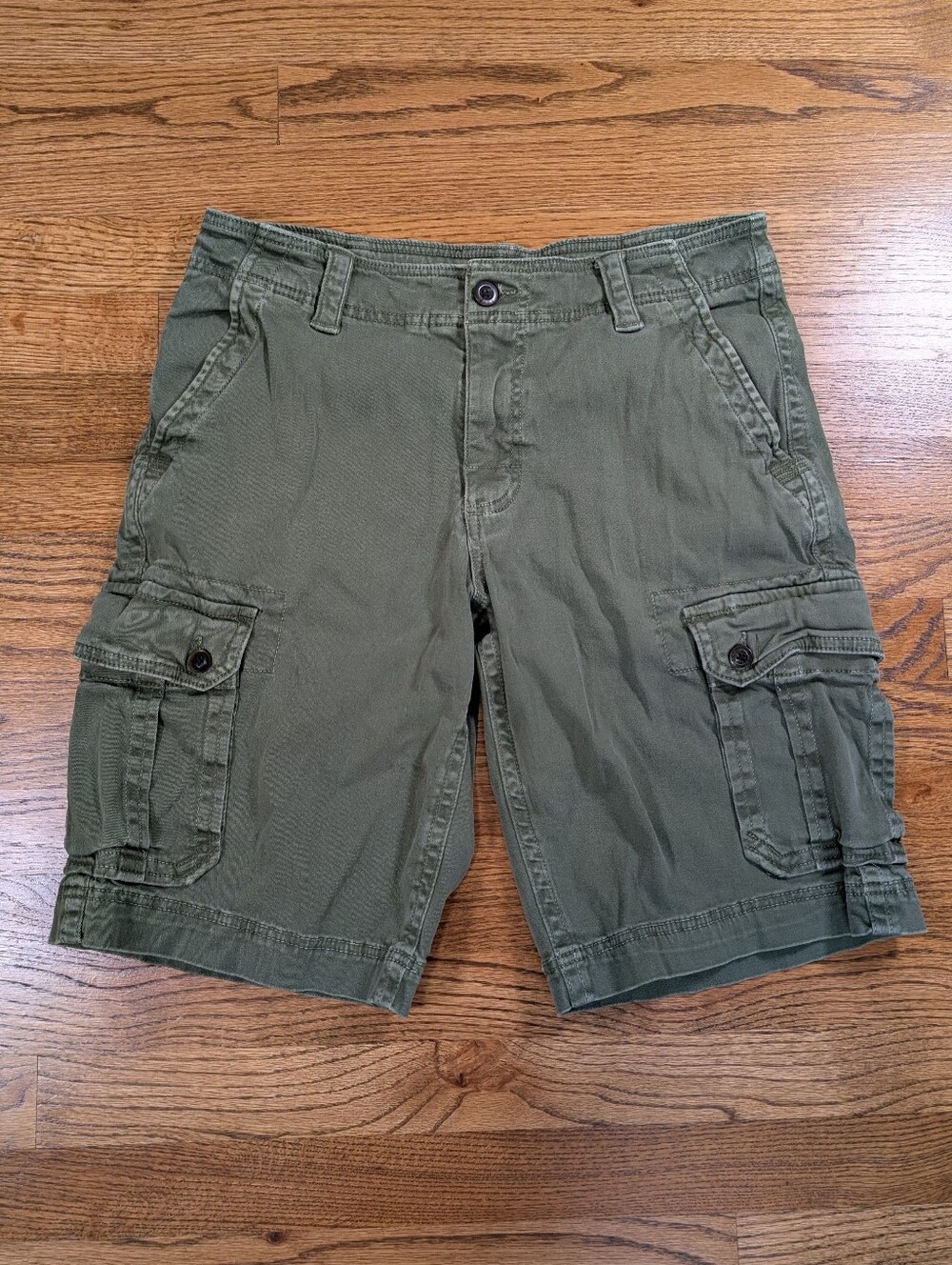 Roebuck & Co Men's Cargo Shorts Olive Green Cotton Stretch Utility Size 32